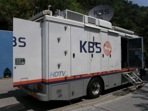 展望台から徒歩で灯台に行く途中でＫＢＳのテレビがドローを使って撮影
