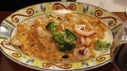 海老と唐辛子のクリームパスタ