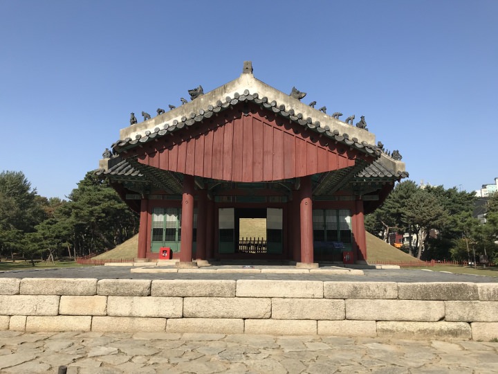 建物の向こう側が中宗のお墓