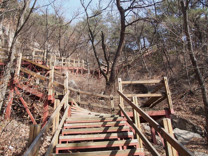 帰りはこんな階段の道を歩く。