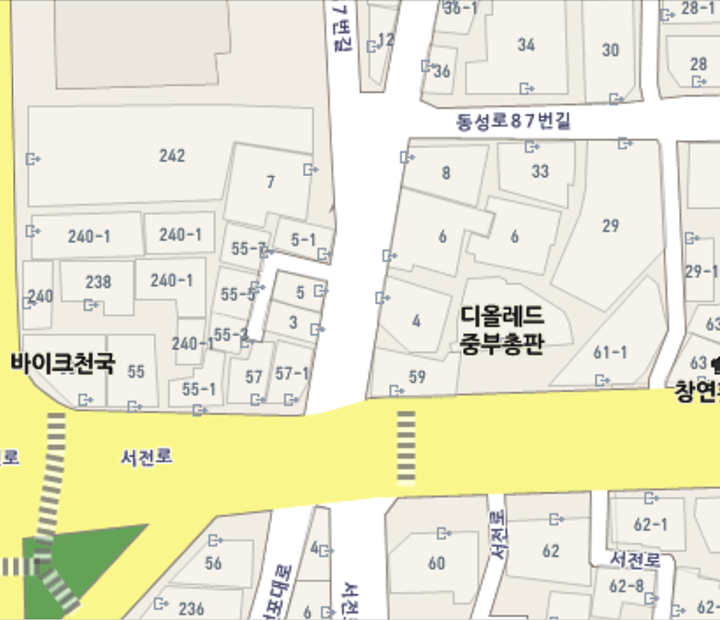 Naver地図で見ると西田路57番キル ６になっています。