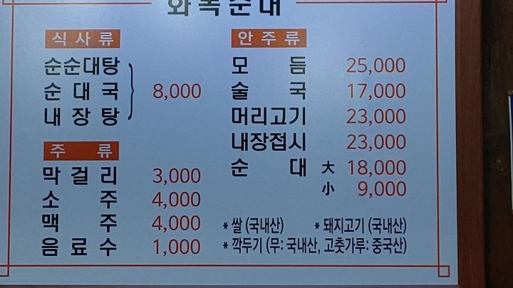 11月の価格表です。 でもみんなスンデクッ食べてました。