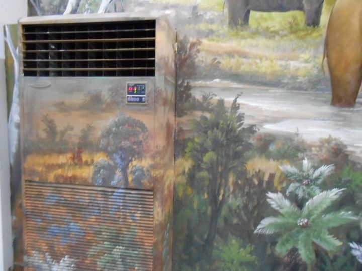 エアコンまで細部まで描かれた上手な絵。