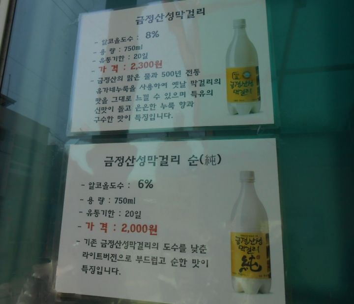 マッコリ6%が2000W、8%が2300Wで販売されております。