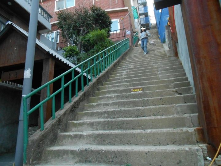 急勾配なので、手をついて上ります。